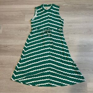 Boden Women’s Green Striped Sleeveless Tutleneck Midi Dress - 12P